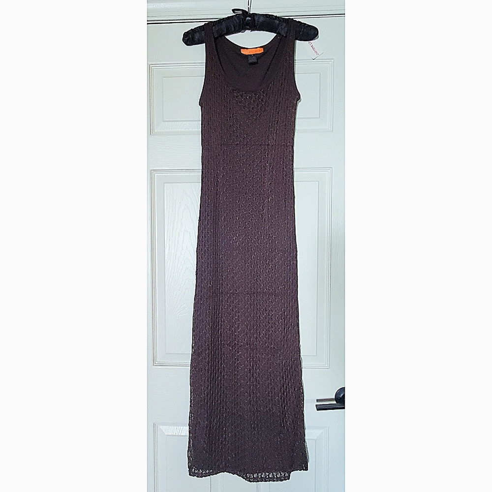 Gorgeous brown crochet maxi tank-style dress